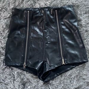 forever 21 zip up leather shorts